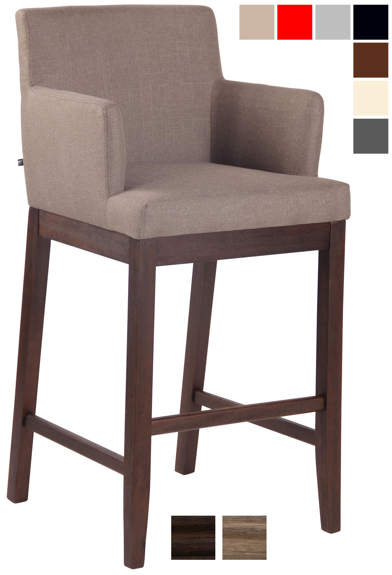 Barhocker Laredo Stoff Thekenhocker Kautschukholz Barstuhl Fußstütze