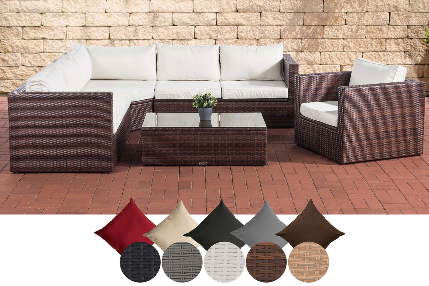 Sonneninsel Rivoli Polyratten Garten Loungebett inkl. Hocker Liegeinsel